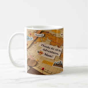 Buttone und Sehenswürdigkeiten der Weltkarte Kaffeetasse