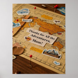 Buttone und Sehenswürdigkeiten der Weltkarte Poster