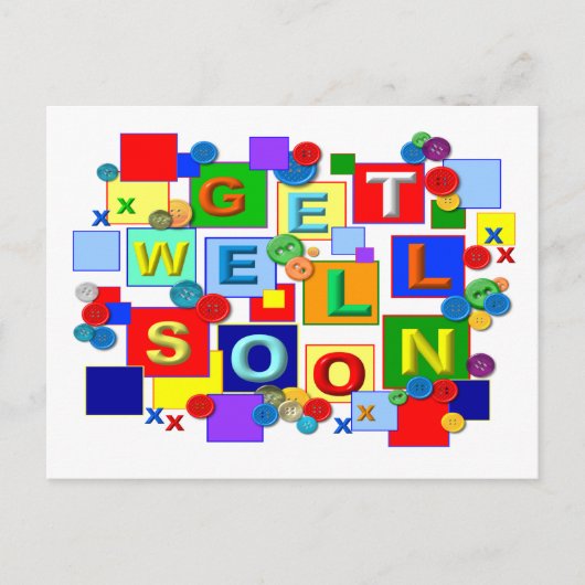BUTTONS ~ Get Well Postcard Postkarte (Vorderseite)