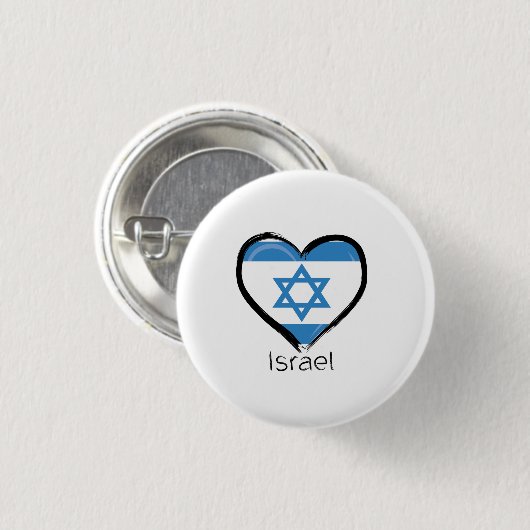 Buttons Israel Flag Herzfrequenz-Liebe (Vorne & Hinten)