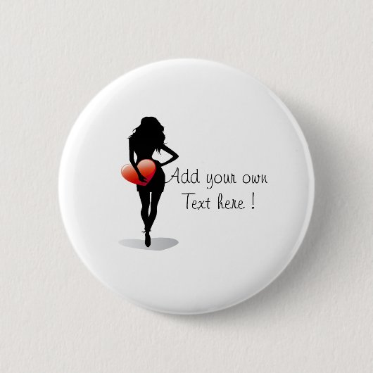 Buttons junges Mädchen mit rotem Herzen (Vorderseite)