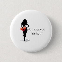 Buttons junges Mädchen mit rotem Herzen