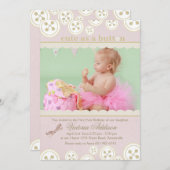 Buttons 'n Bows Foto Einladung (Vorne/Hinten)