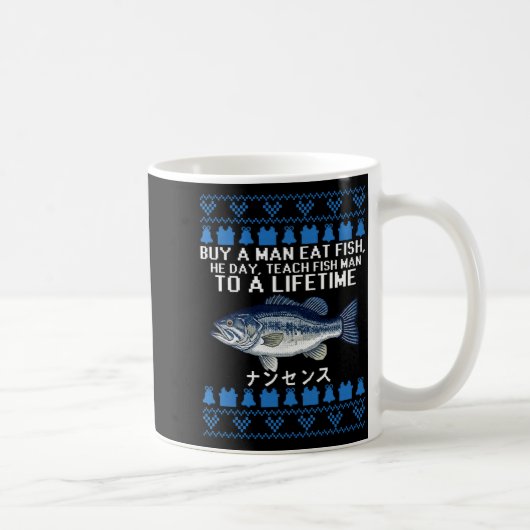 Buy A Man Eat Fish Funny Ugly Christmas Sweaters L Kaffeetasse (Rechts)
