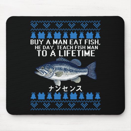 Buy A Man Eat Fish Funny Ugly Christmas Sweaters L Mousepad (Vorne)