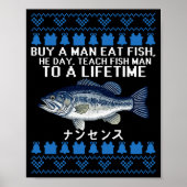 Buy A Man Eat Fish Funny Ugly Christmas Sweaters L Poster (Vorne)