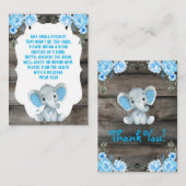 Buy Request Boy Elephants Shower Blue Ticket Begleitkarte (Vorne/Hinten)