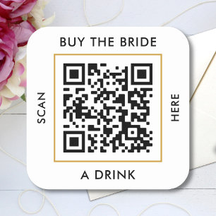 Buy The Bride A Drink Custom QR Code Bachelorette Quadratischer Aufkleber