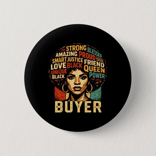 Buyer Black History Month Powerful Black Pride Art Button (Vorderseite)