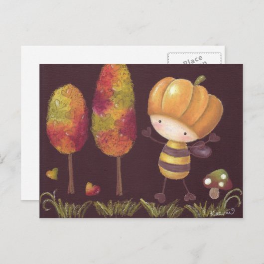 Buz-buz macht einen Herbstspaziergang auf Postkart Postkarte (Vorne/Hinten)