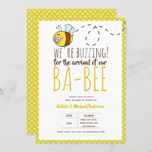 BUZING FÜR DIE ANKUNFT VON BA BEE Baby Shower Gelb Einladung