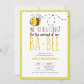 BUZING FÜR DIE ANKUNFT VON BA BEE Baby Shower Gelb Einladung (Vorderseite)