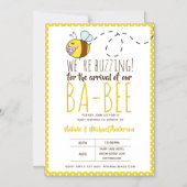BUZING FÜR DIE ANKUNFT VON BA BEE Baby Shower Gelb Magneteinladung (Vorderseite)
