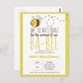 BUZING FÜR DIE ANKUNFT VON BA BEE Baby Shower Gelb Postkarte (Vorne/Hinten)