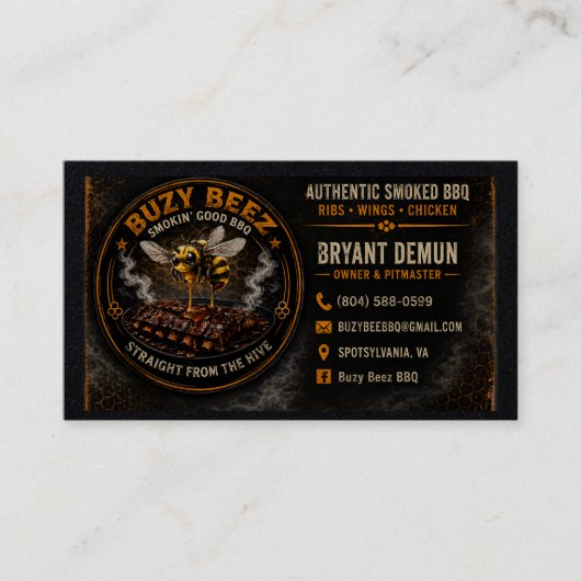 Buzy Bee BBQ Visitenkarte (Vorderseite)