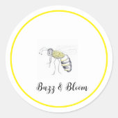 Buzz & Bloom Aufkleber - handgezeichnetes Bienen-D (Vorderseite)