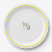 Buzz & Bloom Paper Plates - hand drawn bee design Pappteller (Vorderseite)