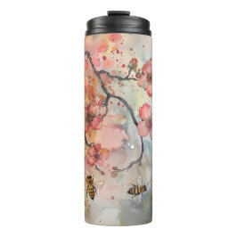 Buzz & Blossom: Cherry Blossom Bee Tumbler Thermosbecher