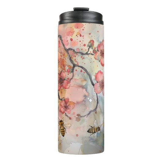 Buzz & Blossom: Cherry Blossom Bee Tumbler Thermosbecher (Vorderseite)