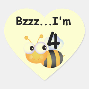 Buzz Bumblebee 4. Geburtstag T - Shirt und Geschen Herz-Aufkleber