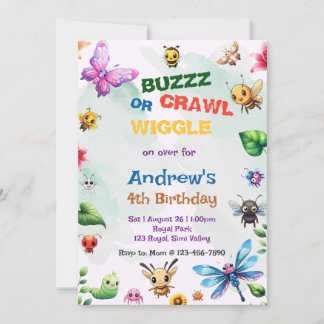 Buzz Crawl Wake Bug Party Naturethema Geburtstag Einladung