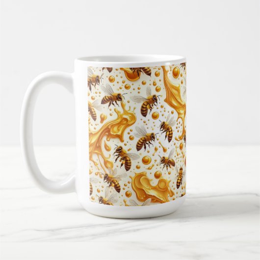 Buzz & Drip - Seamless 8 K Honey Bee Pattern with Kaffeetasse (Links)