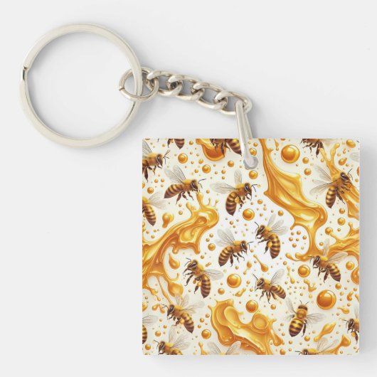 Buzz & Drip - Seamless 8 K Honey Bee Pattern with  Schlüsselanhänger (Vorderseite)
