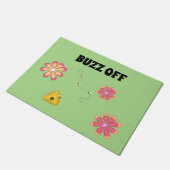 BUZZ OFF Helle Blume und Hummeln Fußmatte (Schrägansicht)
