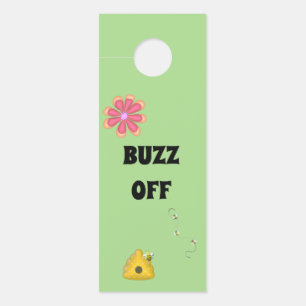BUZZ OFF kommen in Custom Hummel Themed Door Hang Türanhänger