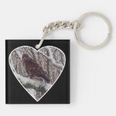 Buzzard auf der Snowy Branch im Herzen Schlüsselanhänger (Rückseite)