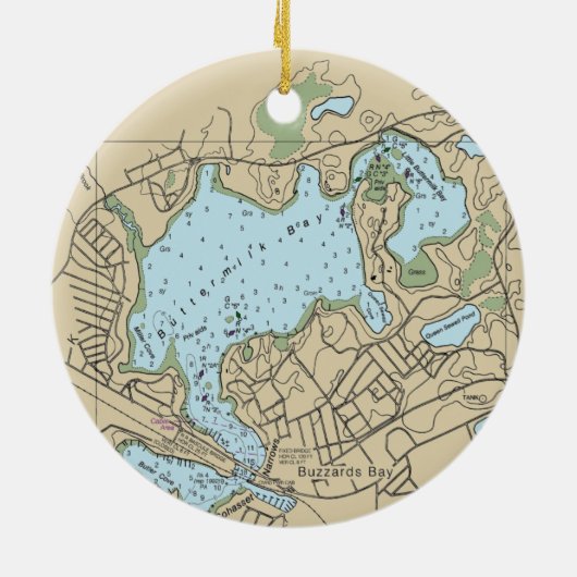 Buzzards Bay MA Chart Keramik Ornament (Hinten)