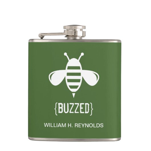 {BUZZED} Bienengeschenk (in vielen Farben) Flachmann (Vorderseite)