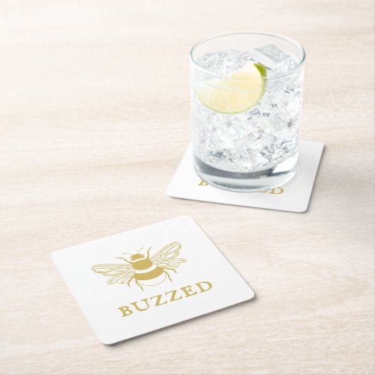 Buzzed Funny Bee Rechteckiger Pappuntersetzer (Vor Ort)