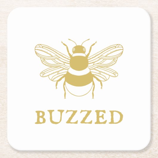 Buzzed Funny Bee Rechteckiger Pappuntersetzer (Vorderseite)