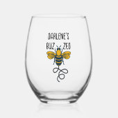 "Buzzed" mit Biene Custimizable Weinglas Ohne Stiel (Vorderseite)