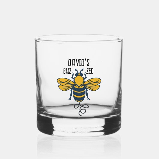 "Buzzed" mit Bienenstockglas Whiskyglas (Vorderseite)