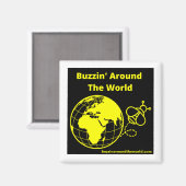 Buzzin' Rund um das World Kühlschrank Magnet (Vorderseite/Rückseite)