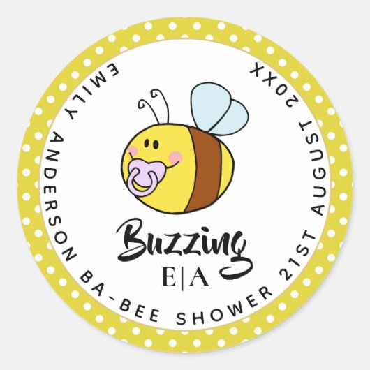 Buzzing Ba-Bee Babydusche Niedlich Vielen Dank Runder Aufkleber (Vorderseite)