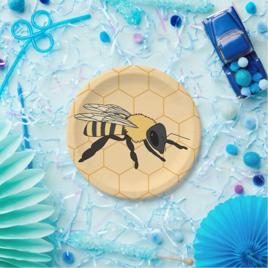Buzzing Bee Honeycomb Beehive Pappteller (Party)