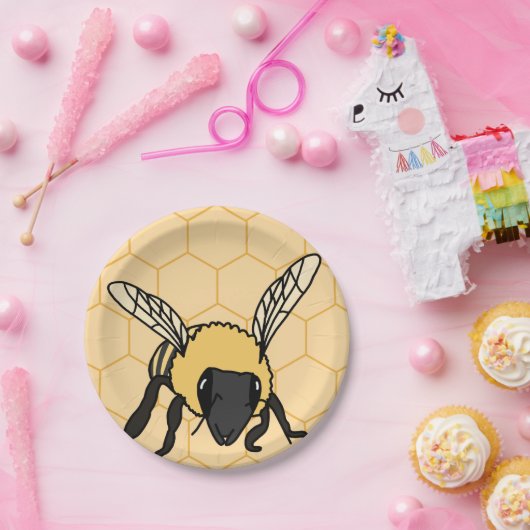 Buzzing Bee Honeycomb Beehive Pappteller (Party)