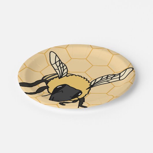 Buzzing Bee Honeycomb Beehive Pappteller (Schrägansicht)