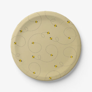 Buzzing Bees Baby Shower Gold Pappteller