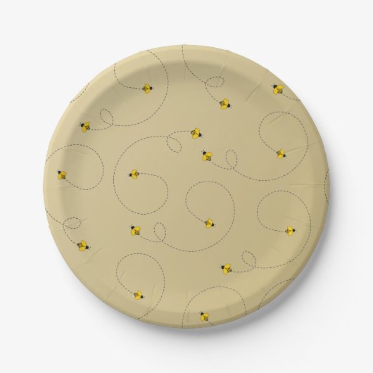 Buzzing Bees Baby Shower Gold Pappteller (Vorderseite)