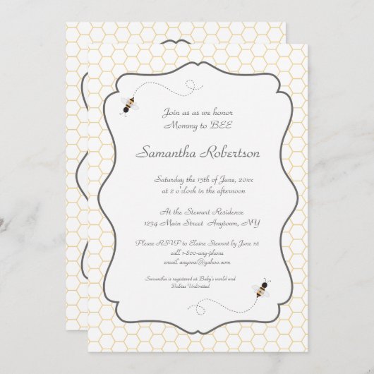 Buzzing Bienen Babydusche Einladung (Vorne/Hinten)