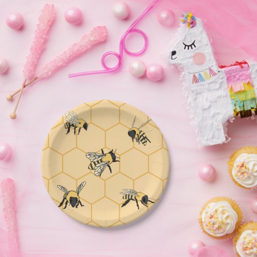 Buzzing Bienen Honeycomb Pappteller (Party)