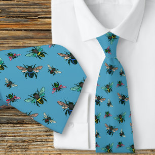 Buzzing Bienen Naturalist Sky Blue Krawatte
