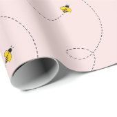 Buzzing Bienen Pink Baby Dusche Geschenkpapier (Rolleneckpunkt)