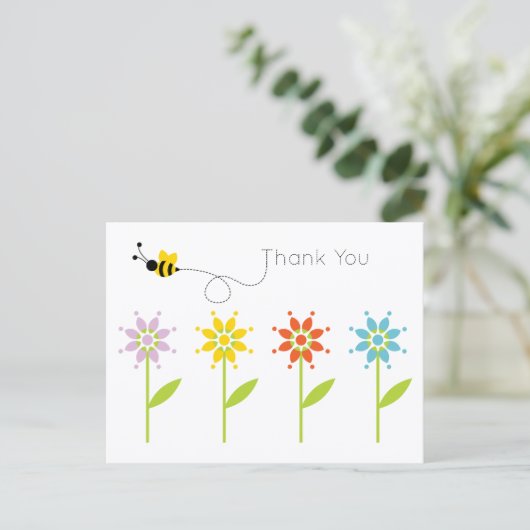 Buzzing Bumblebee Danke Postkarte (Stehend Vorderseite)
