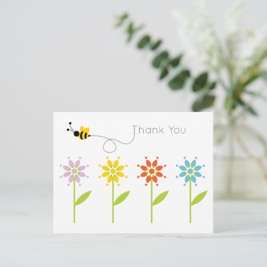 Buzzing Bumblebee Danke Postkarte (Stehend Vorderseite)
