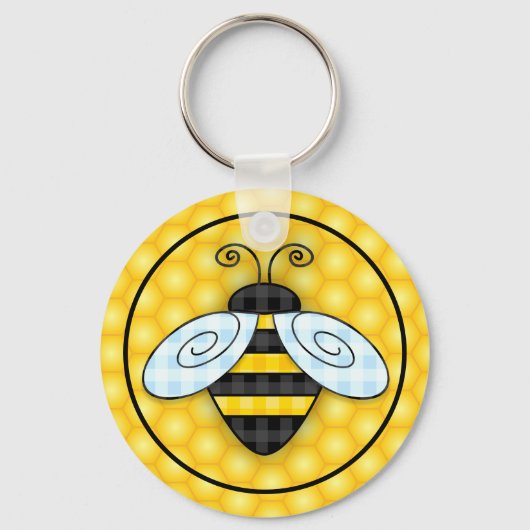 Buzzing Bumblebee Honeycomb Icon Schlüsselanhänger (Rückseite)